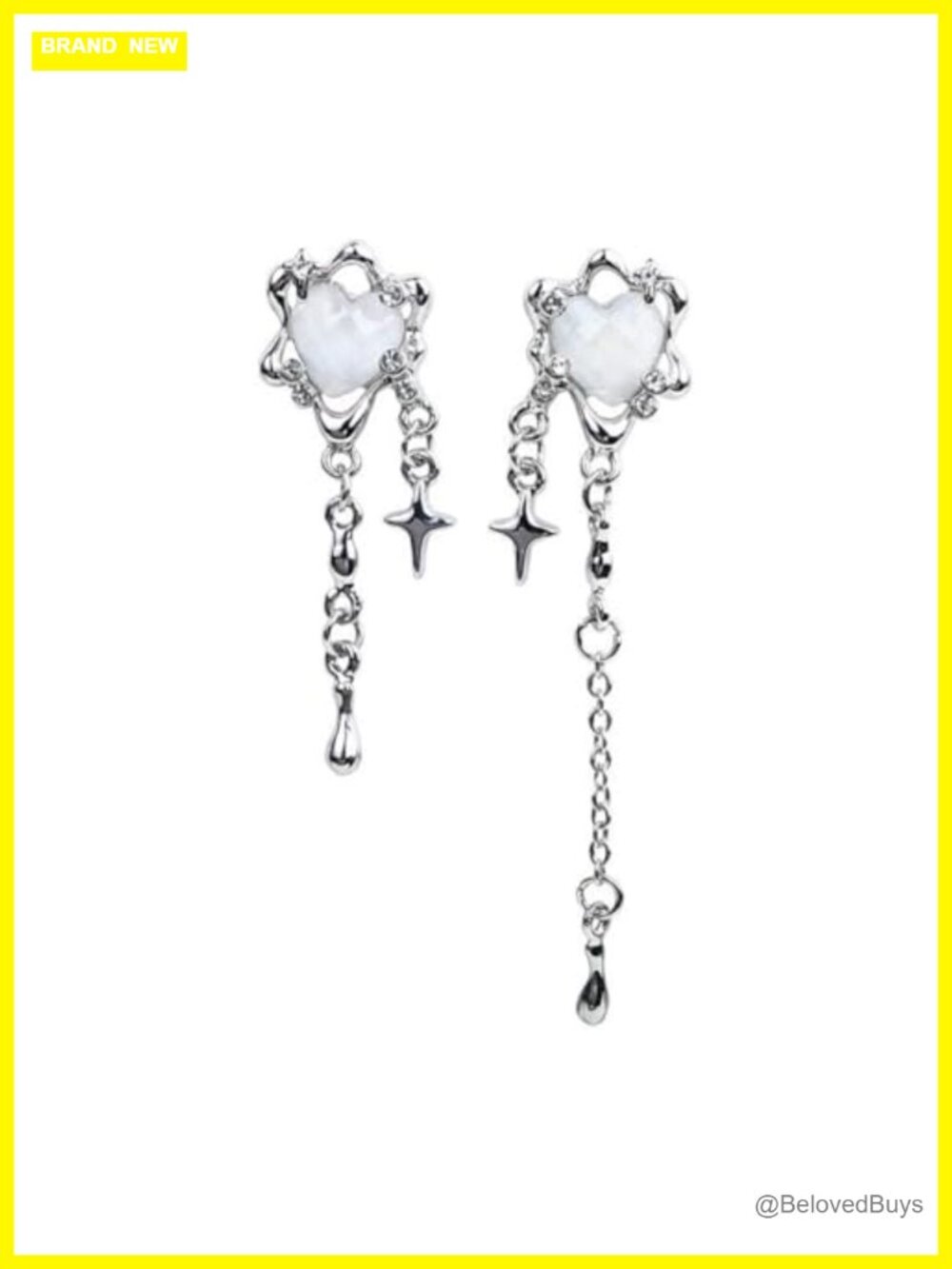 Glitter Flower Tassel Star Heart Crystal Dangle Drop Earrings Women Y2K